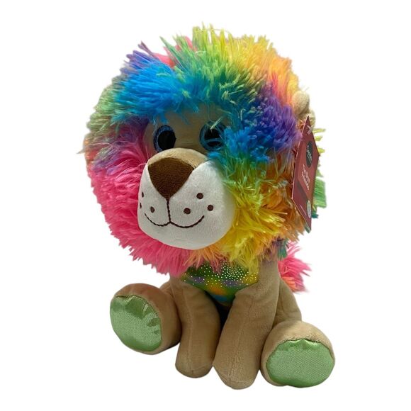 Hug Fun Tie-Dye Lion Plush 10” Stuffed Animal Multicolor Glitter Eyes - Picture 1 of 9